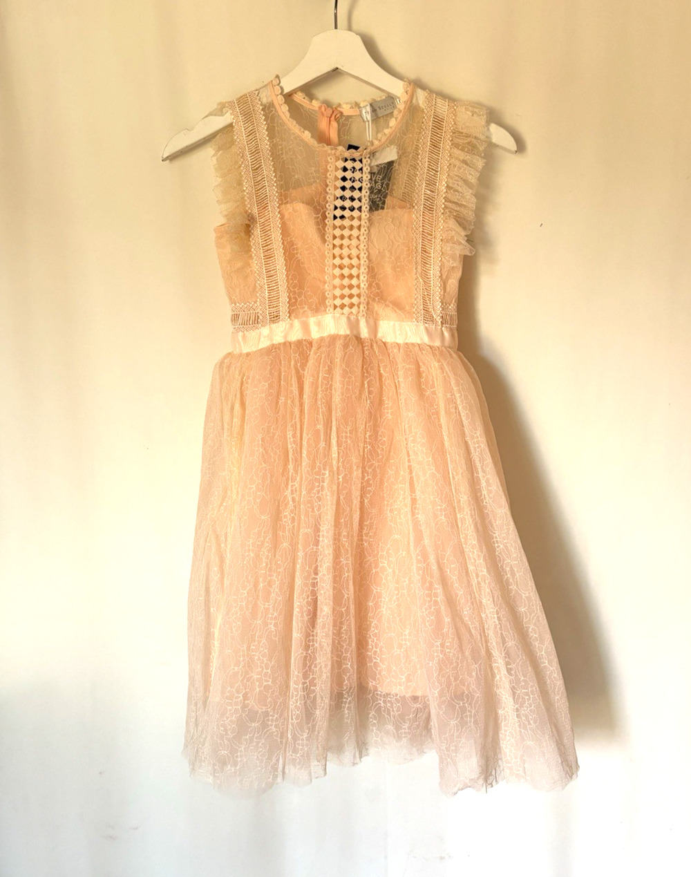 Trish Scully Girls Dress 7 Peach Tulle Formal Ruffles Aline Sleeveless New